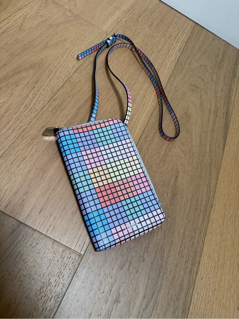 Ganni Grid Wristlet Crossbody Bag